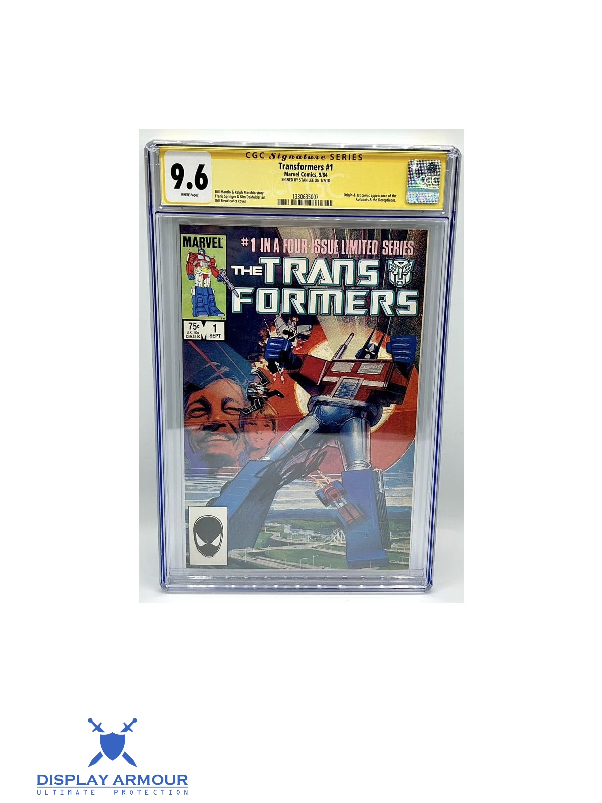 Transformers number one comic book signed by Stan Lee