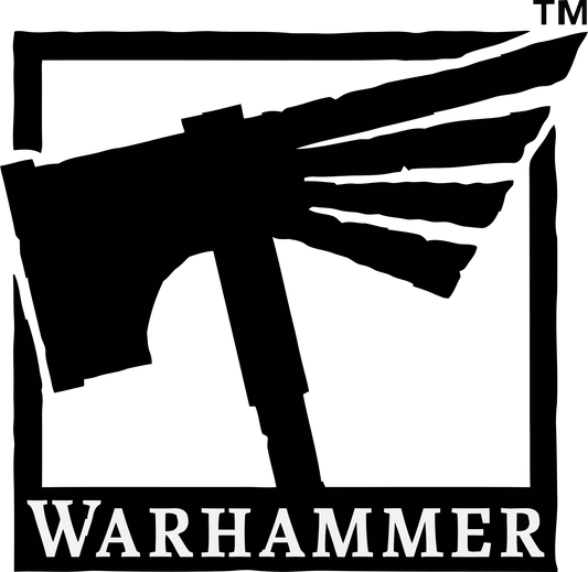 Warhammer logo with crossed axes and 'TM' symbol