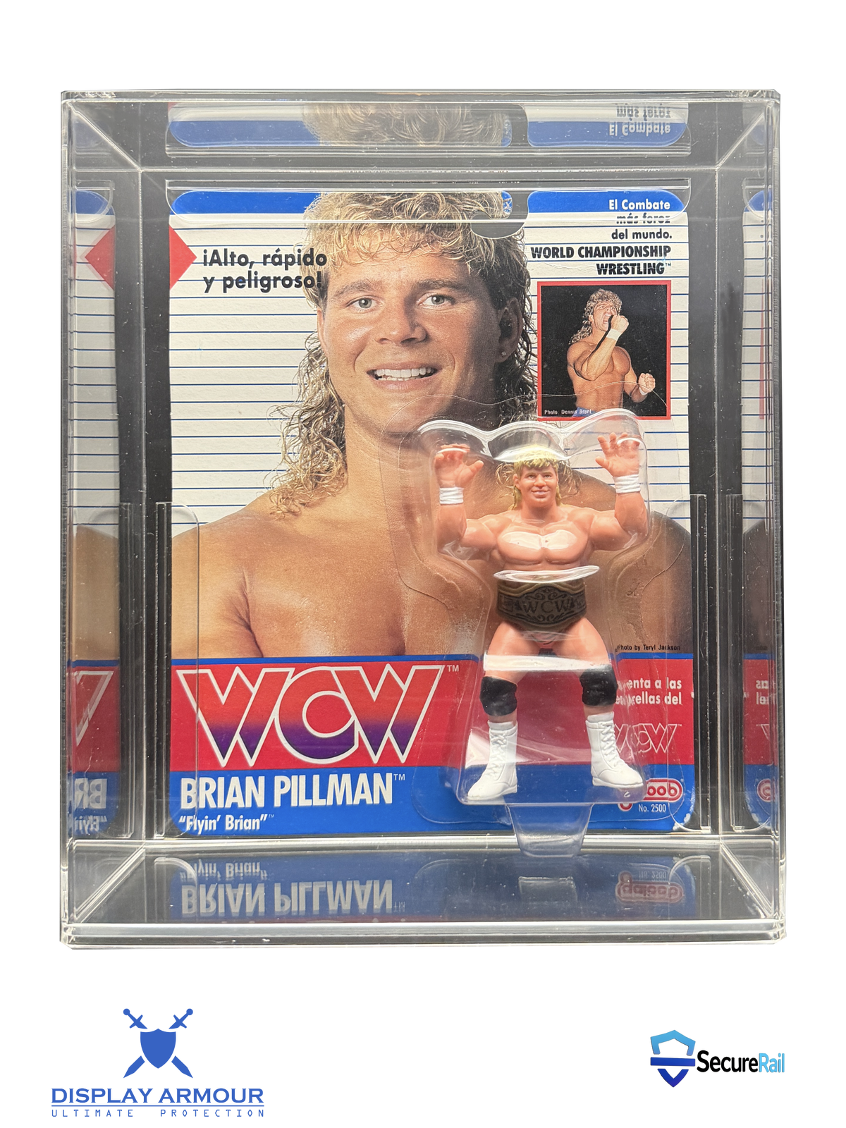 WCW Galoob deep bubble acrylic display case front view for wrestling figure.