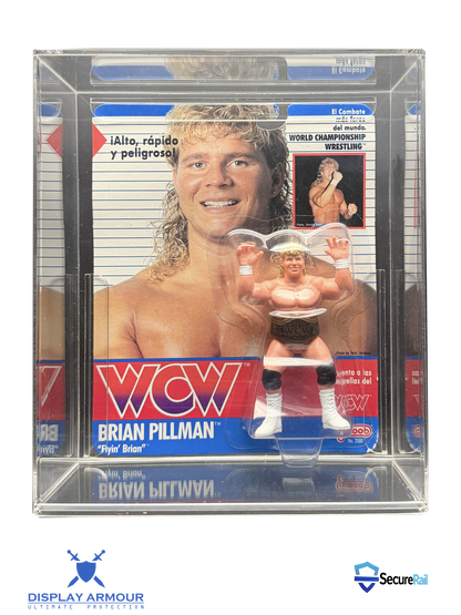 WCW Galoob deep bubble acrylic display case front view for wrestling figure.