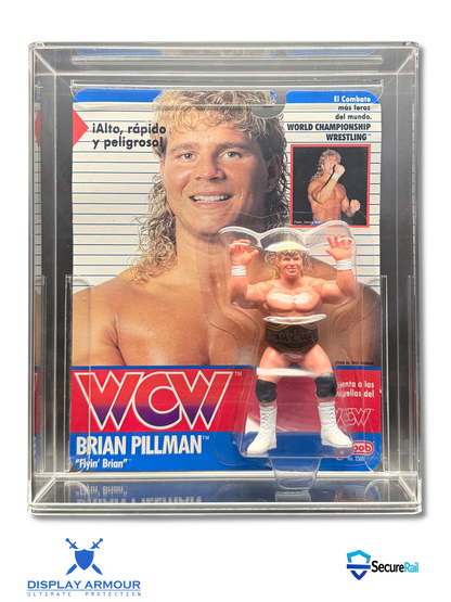 WCW Galoob mint on card wrestling figure in acrylic display case front view.