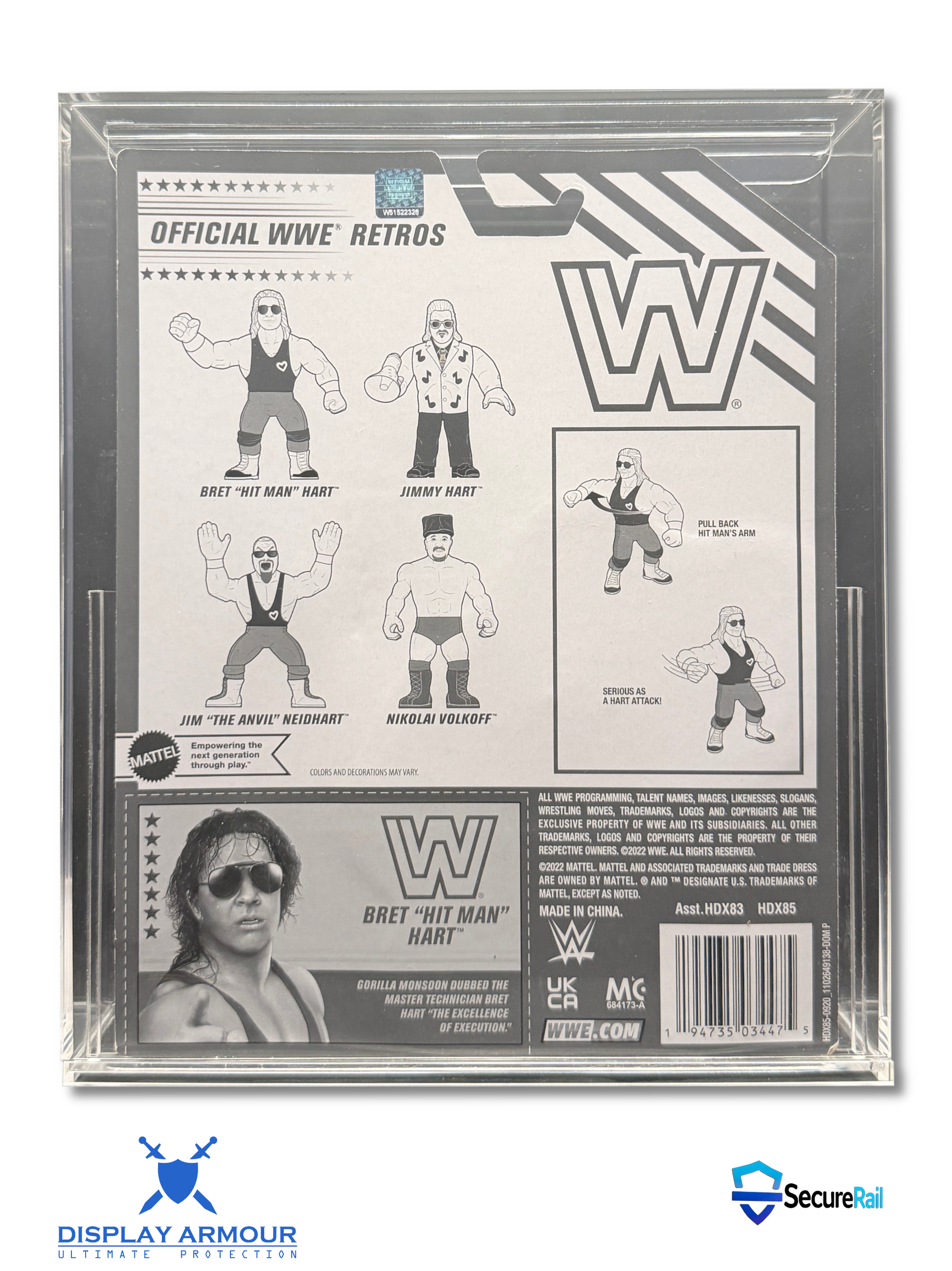WWE Mattel Retro Bret Hart action figure card back artwork