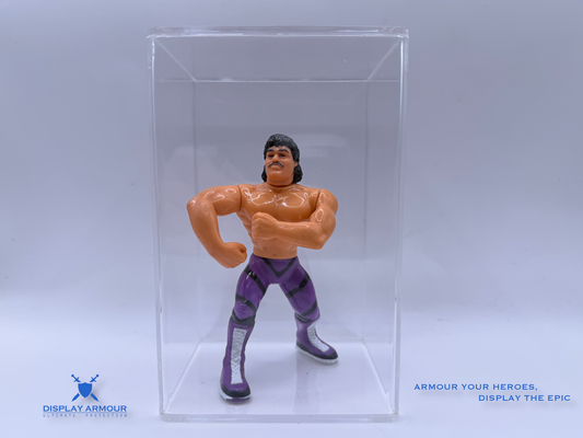 Action figure in a clear display case with 'Display Armour' branding.