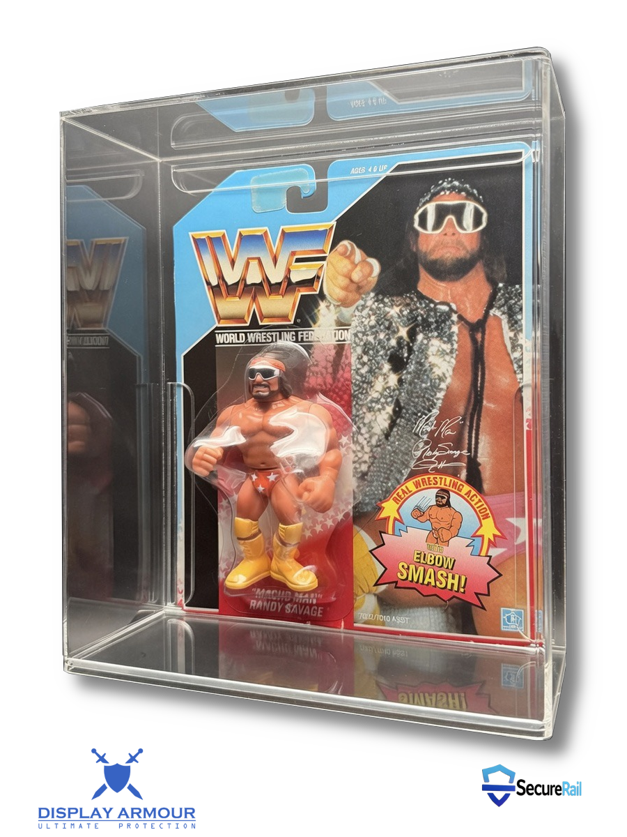 WWF Hasbro deep bubble MOC action figure in Display Armour acrylic display case