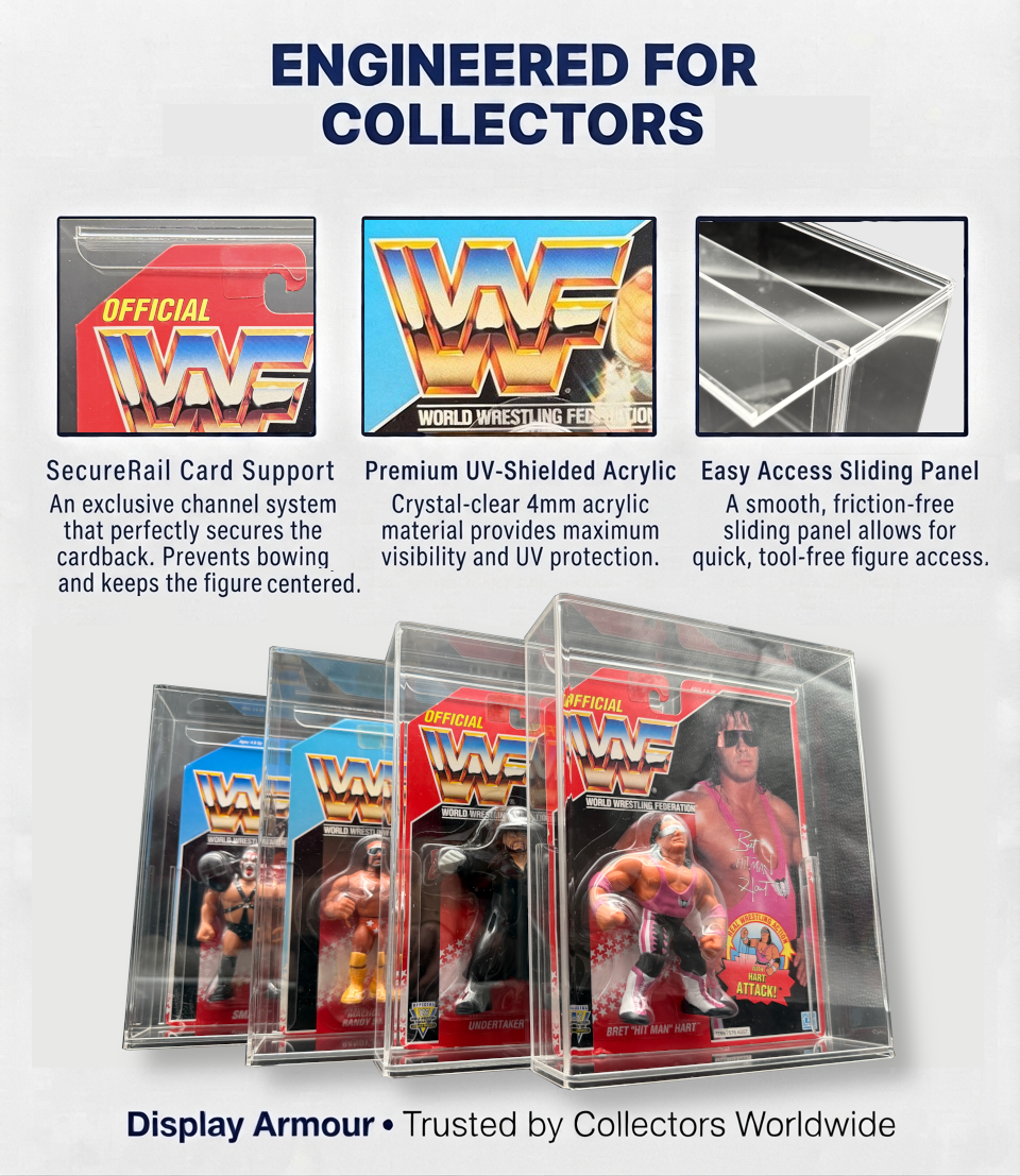 WWF Hasbro MOC Action Figure Display Case (1990–1994) – UV Acrylic Protection