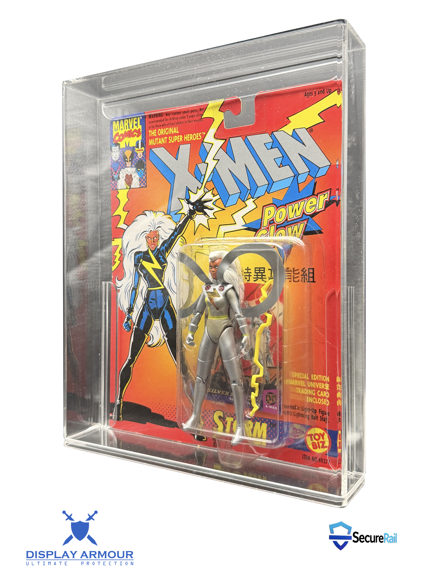 X-Men mint on card figure side angle in acrylic display case.