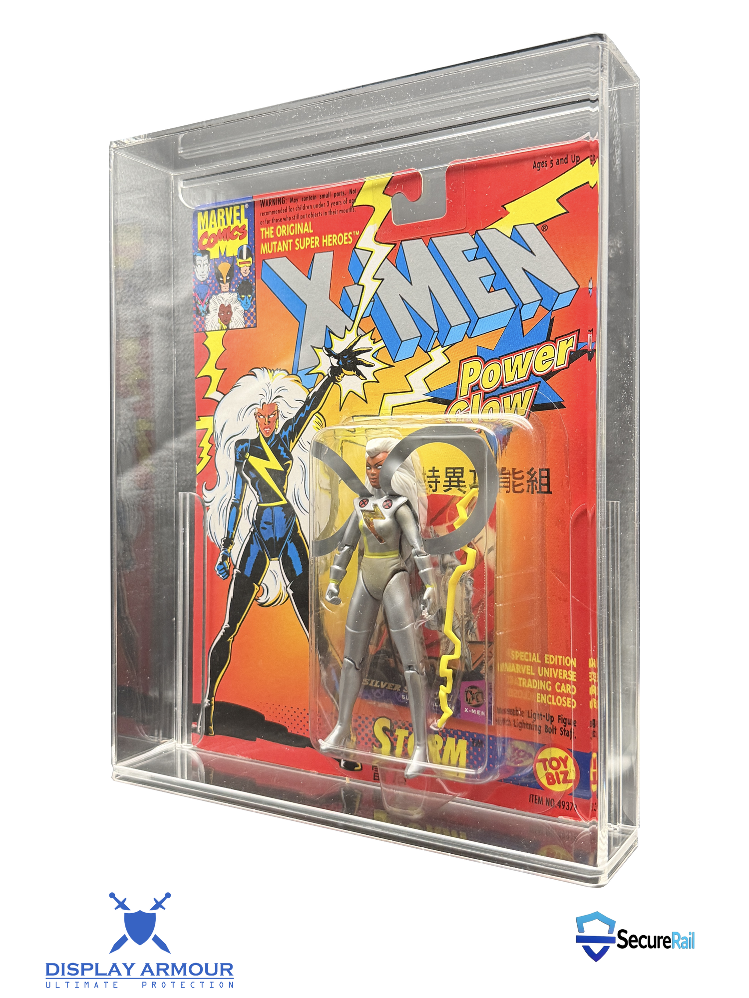 X-Men mint on card figure side angle in acrylic display case.